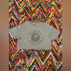 Zion Rootswear Grey 'Marley One Love' Tee with Rasta Stripe